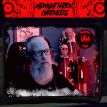 a poster for midnight nation chronicles features a man with a beard