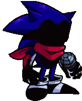 sonic the hedgehog is wearing a scarf and holding a microphone in his hand .