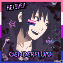 a picture of a boy with the words he / she genderfluid