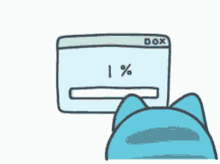 a cartoon cat is sitting at a desk looking at a computer screen while holding a keyboard .