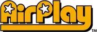 a yellow logo for airplay with a white star on it