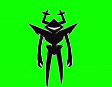 a black and white drawing of a monster on a green screen .