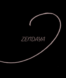 a black background with a pink swirl and the word zendaya