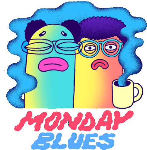 Sad Wrigglers Have The Monday Blues Sticker - Wriggle It Monday Blues Coffee Stickers