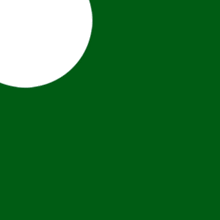 arabic writing on a green background with a gray circle in the middle