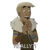 a cartoon of a man holding a sword with the words really written below him