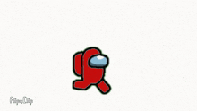 a red among us character is walking on a white background