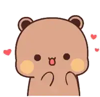 a cartoon teddy bear is holding a heart in his hands .