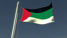 a flag with a red white and green stripe is flying in the wind