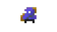 a pixel art drawing of a blue and brown object on a white background .