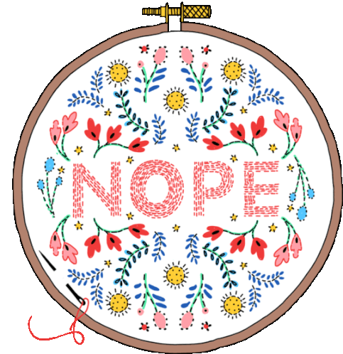 Cross Stitch With Nope Text Sticker - Milo And Dax Nope No Stickers