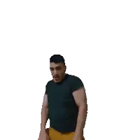 a man in a black shirt and yellow pants dancing