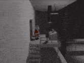 a blurred image of santa claus standing on a balcony with the words but why below him