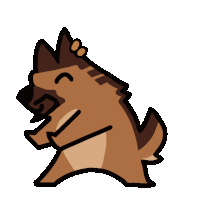 a cartoon drawing of a dog with a s on its head