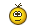 a pixel art smiley face with a crown on top of it and two hands .