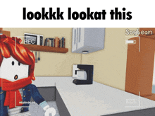 a video of a person in a kitchen with the words lookkk lookat this