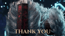 a thank you message is displayed in front of a bear