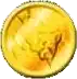 a gold coin with a map of the world on it .