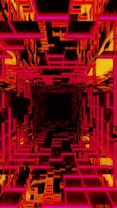 it looks like a maze with a lot of lights coming out of the ceiling .