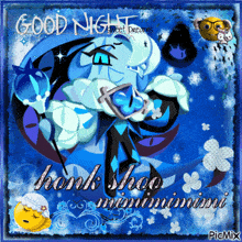 a picture of a cartoon character with the words good night on it