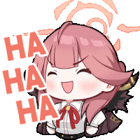 a sticker of a girl laughing with the words ha ha ha ha