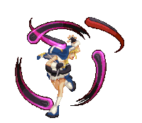 a pixel art of a girl with a backpack