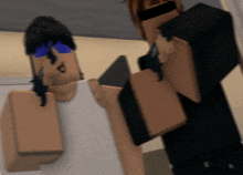 a blurred image of a person wearing sunglasses and a white tank top