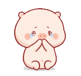 a cartoon pig is crying with a tear coming out of its eyes .