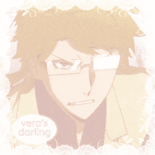 a picture of vera 's darling with a man with glasses