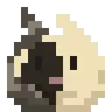 a pixel art drawing of a black and tan dog .