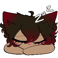 a drawing of a person sleeping with the letter z coming out of their ear