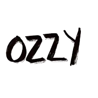 a black and white drawing of the word ozzy on a white background