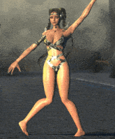 a computer generated image of a woman in a bikini dancing