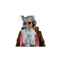 a man in a suit is surrounded by flames and is screaming