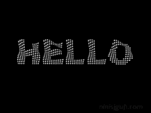 a black background with the word hello in white dots