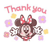 kawaii love thank you minnie mouse flower