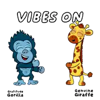 a cartoon of a gorilla and a giraffe with the words vibes on