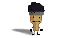 a cartoon drawing of a brush with arms and legs and a black headband