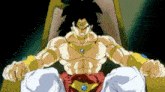 a cartoon of a man sitting in a chair with his arms crossed .