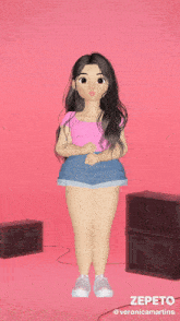 a cartoon of a girl with the name zepeto on the bottom right