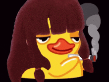 a cartoon duck with a cigarette in its mouth