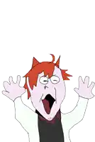 a cartoon drawing of a man with red hair