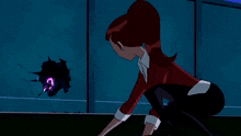 two cartoon characters are standing next to each other .
