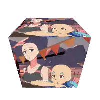 a cube with a picture of a boy and girl on it