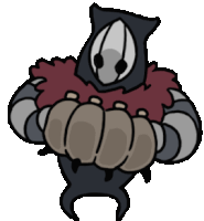 a cartoon drawing of a monster with a hood holding a pumpkin