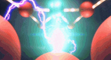 a computer generated image of a molecule with lightning bolts coming out of it