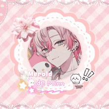 a picture of a girl with pink hair and the name merold de minn