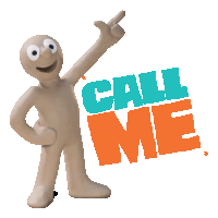 a cartoon character is pointing at the words call me
