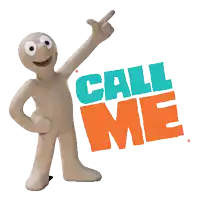 a cartoon character is pointing at the words call me