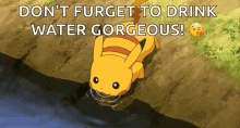 pikachu drink water thirsty pokemon